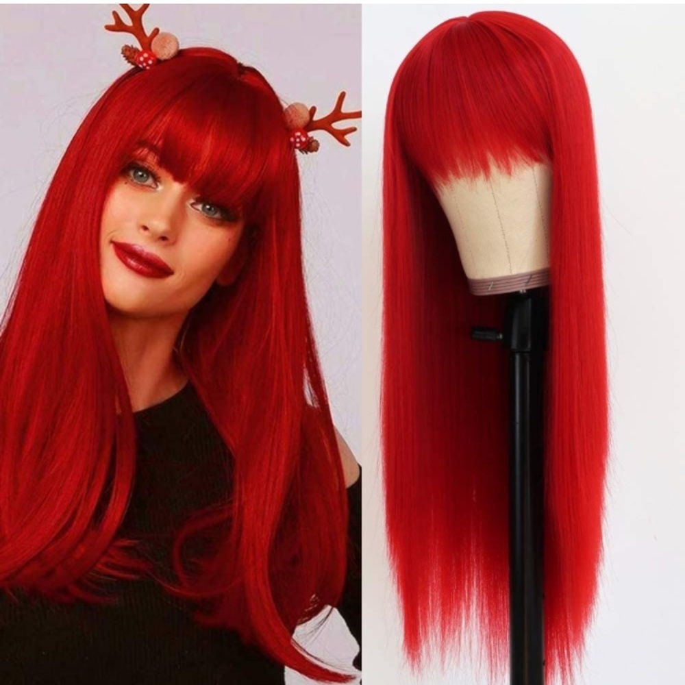 Red Long Straight Silky Wig
